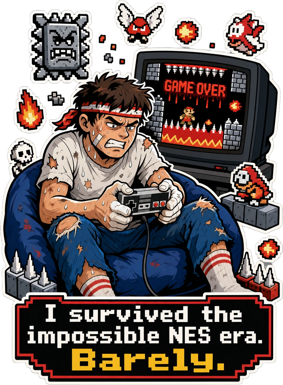T-shirt Gaming « NES Survivor » — Humour Rétro