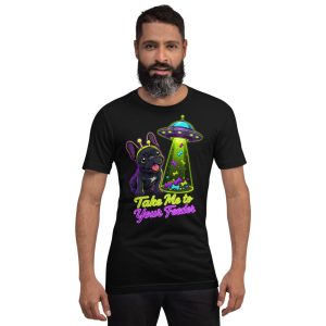 T-shirt Bouledogue Français « Alien Feeder » — Humour Chien, Design Original