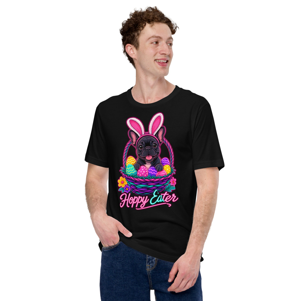 T-shirt Bouledogue Français « Hoppy Easter Frenchie » — Humour Pâques Kawaii