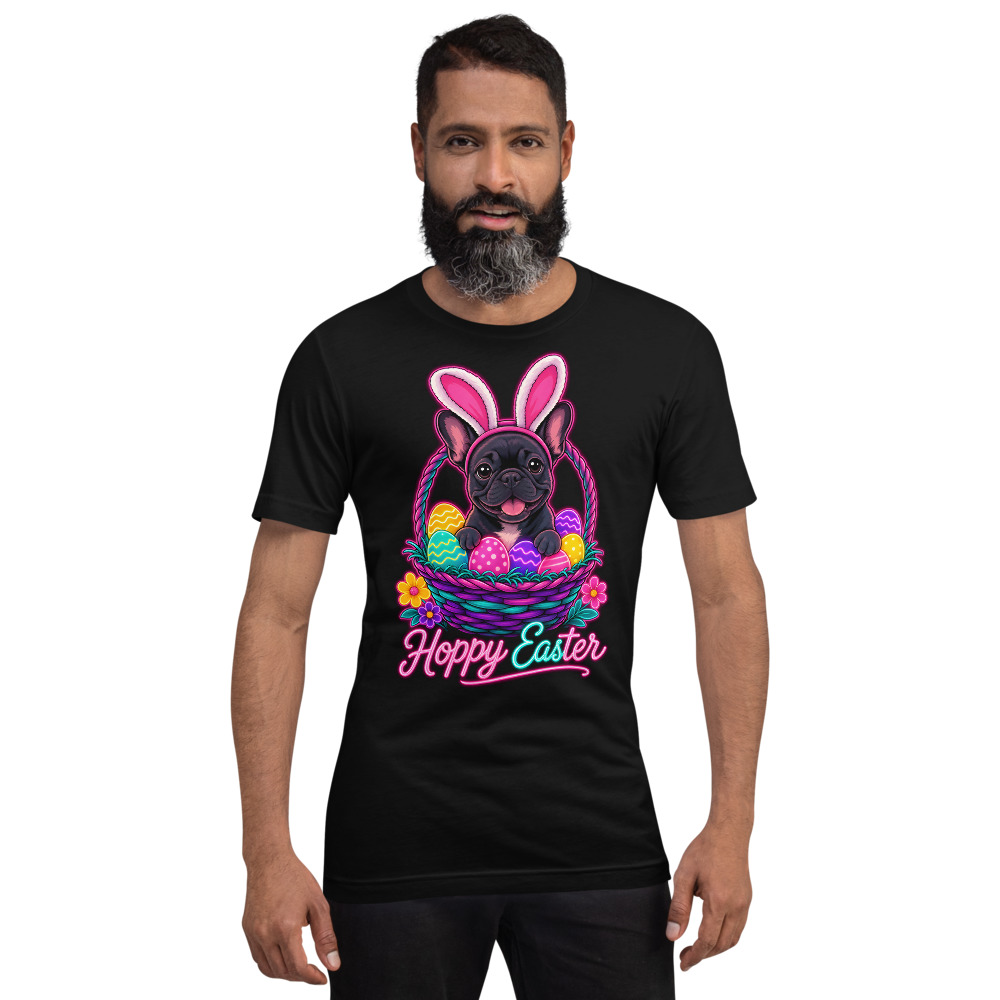 T-shirt Bouledogue Français « Hoppy Easter Frenchie » — Humour Pâques Kawaii