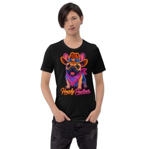 T-shirt Bouledogue Français « Howdy » — Cowboy Neon