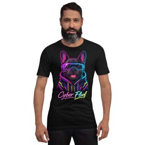 T-shirt Bouledogue Français « Cyber Floof » — Design Néon Futuriste