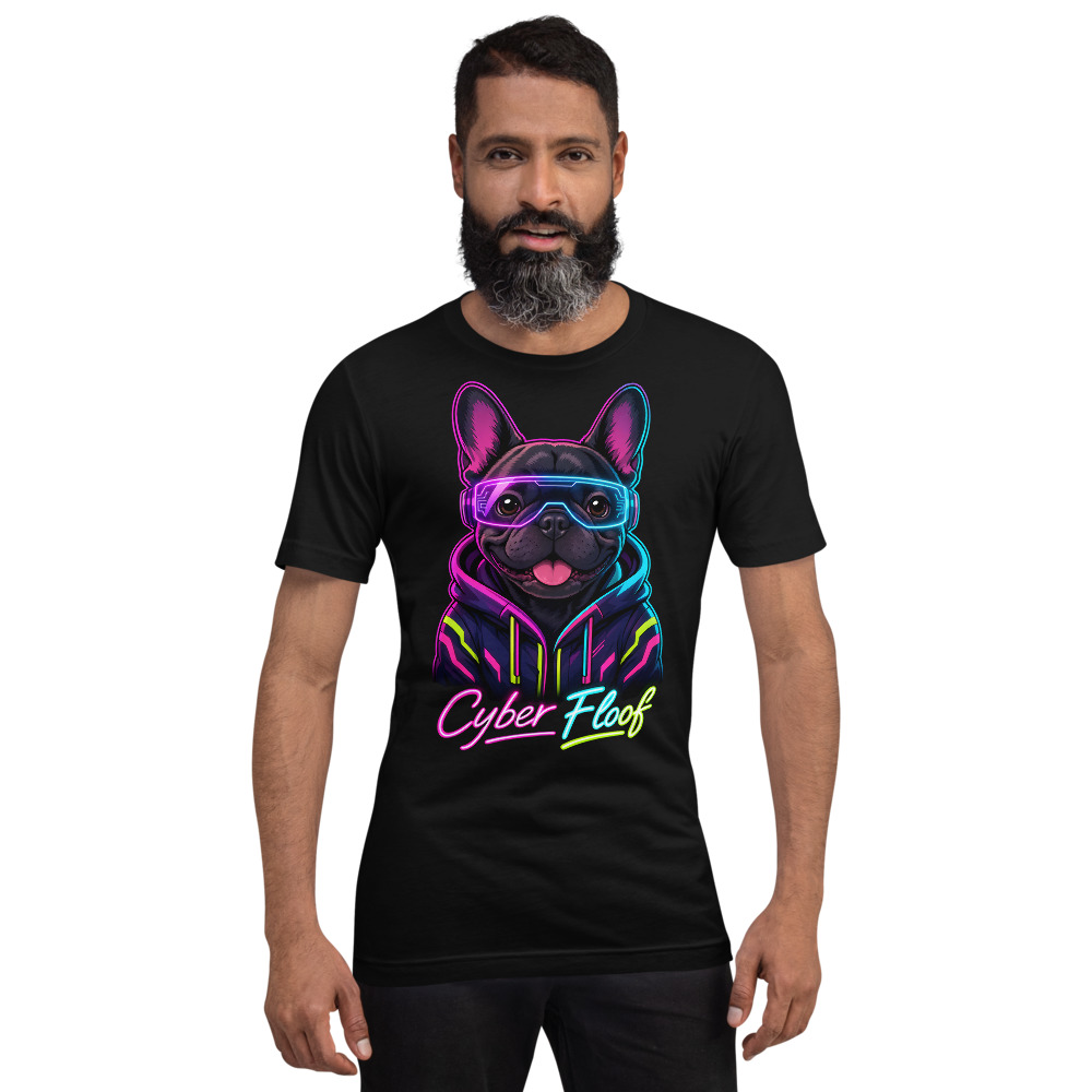 T-shirt Bouledogue Français « Cyber Floof » — Design Néon Futuriste