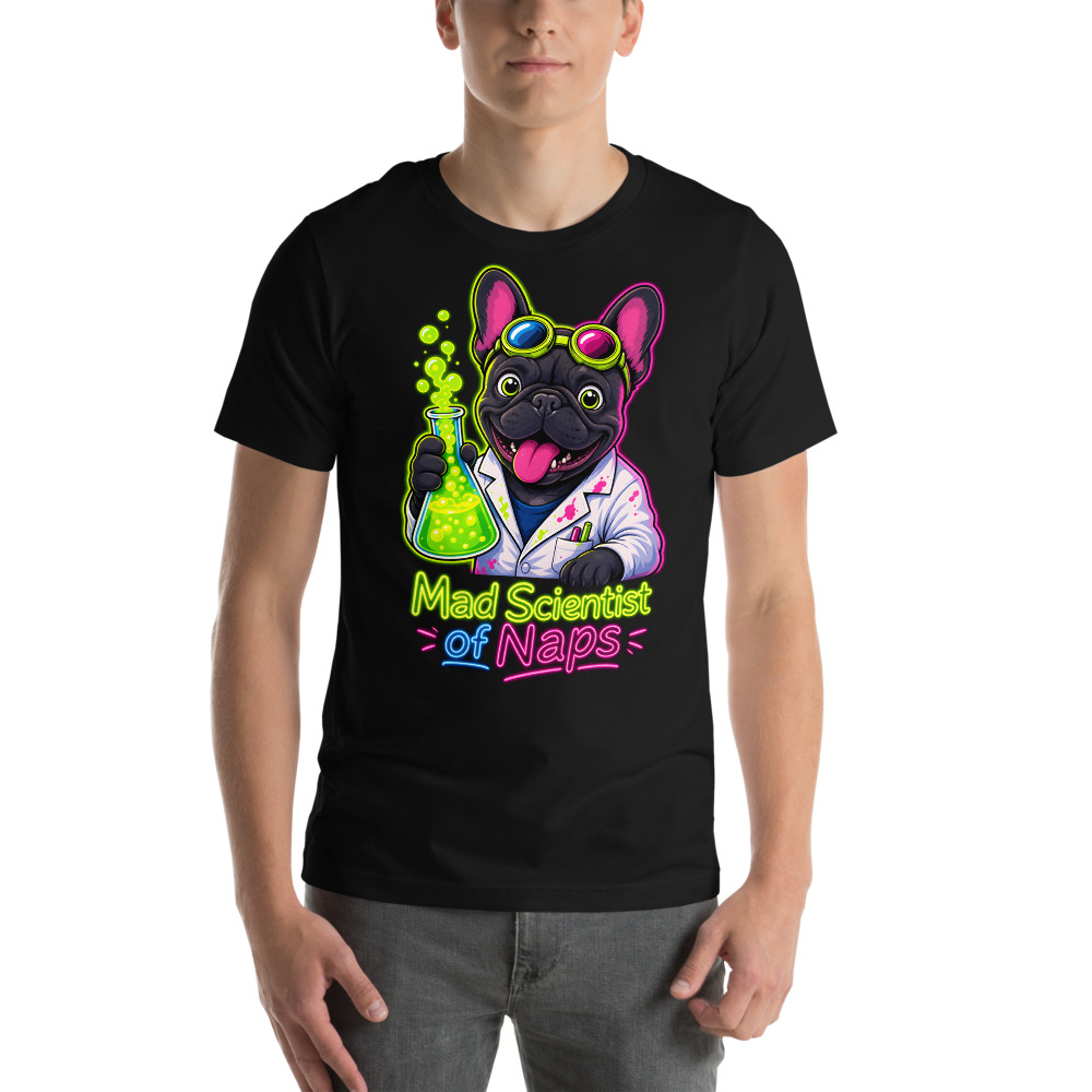 T-shirt Bouledogue Français « Mad Scientist » — Humour Décalé