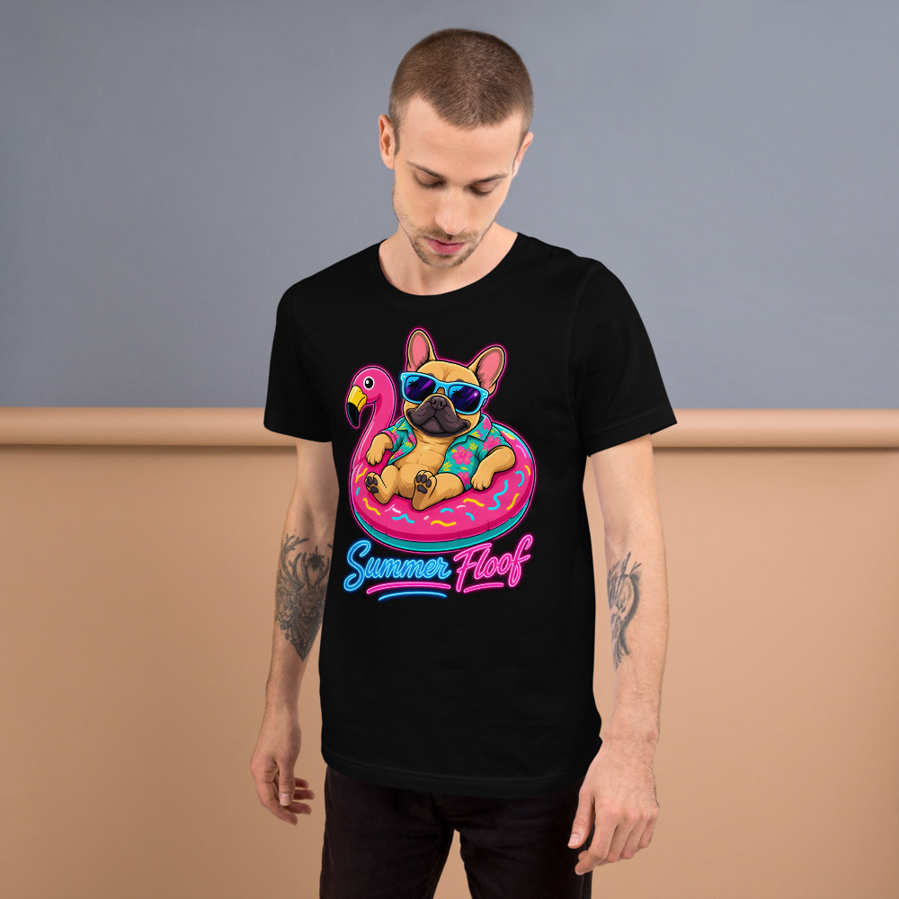 T-shirt Bouledogue Français « Summer Floof » — Humour Été, Vibes Tropicales