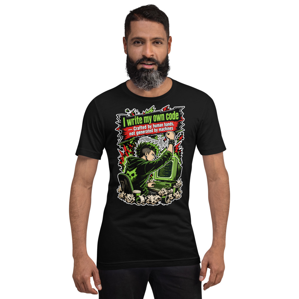 T-shirt Gaming « Hand-Written Code » — Humour Gaming, Design Rebelle