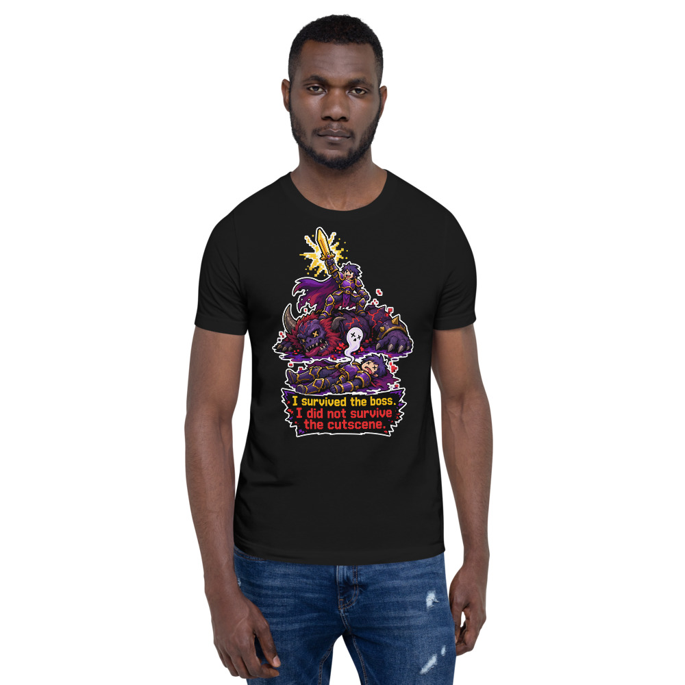 T-shirt Gaming « Cutscene Casualty » — Humour Gaming