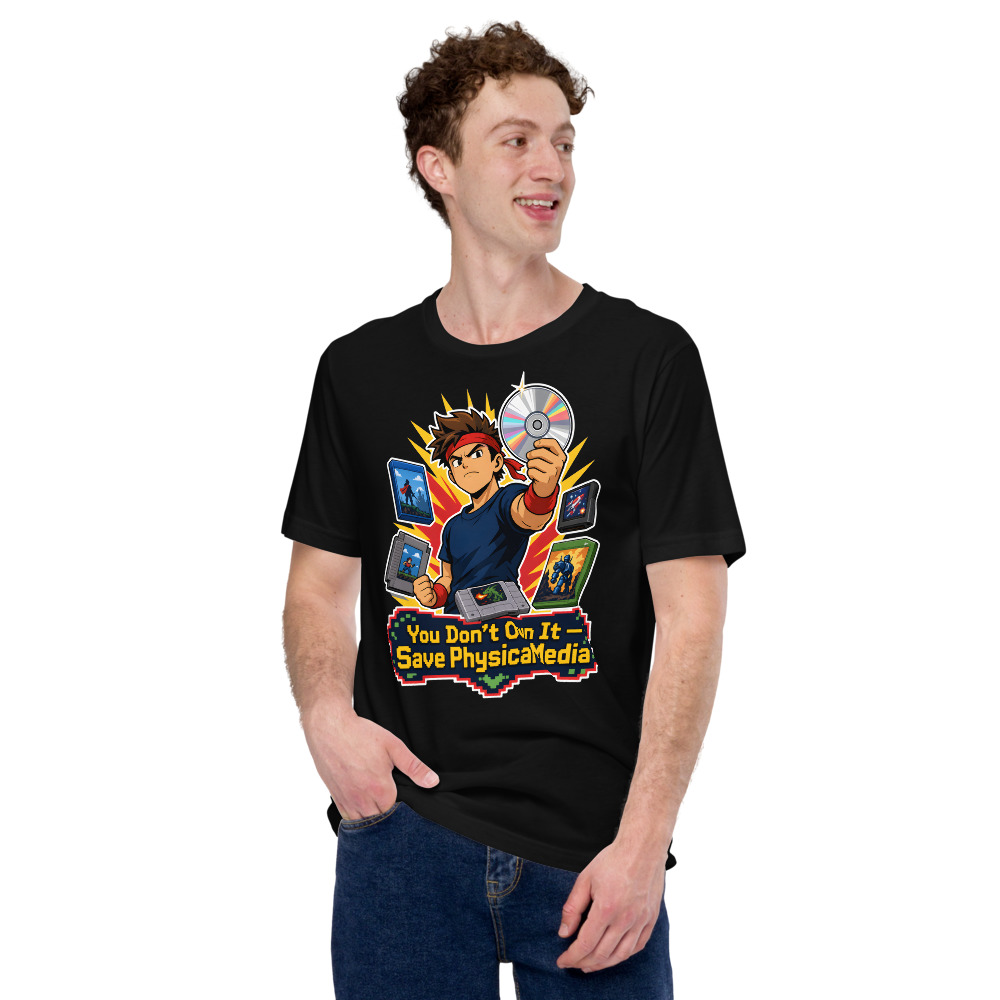 T-shirt Gaming « Save Physical Media » — Humour Gaming, Design Rétro